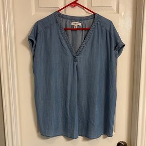 Liz Claiborne Denim Blue V-Neck Blouse
